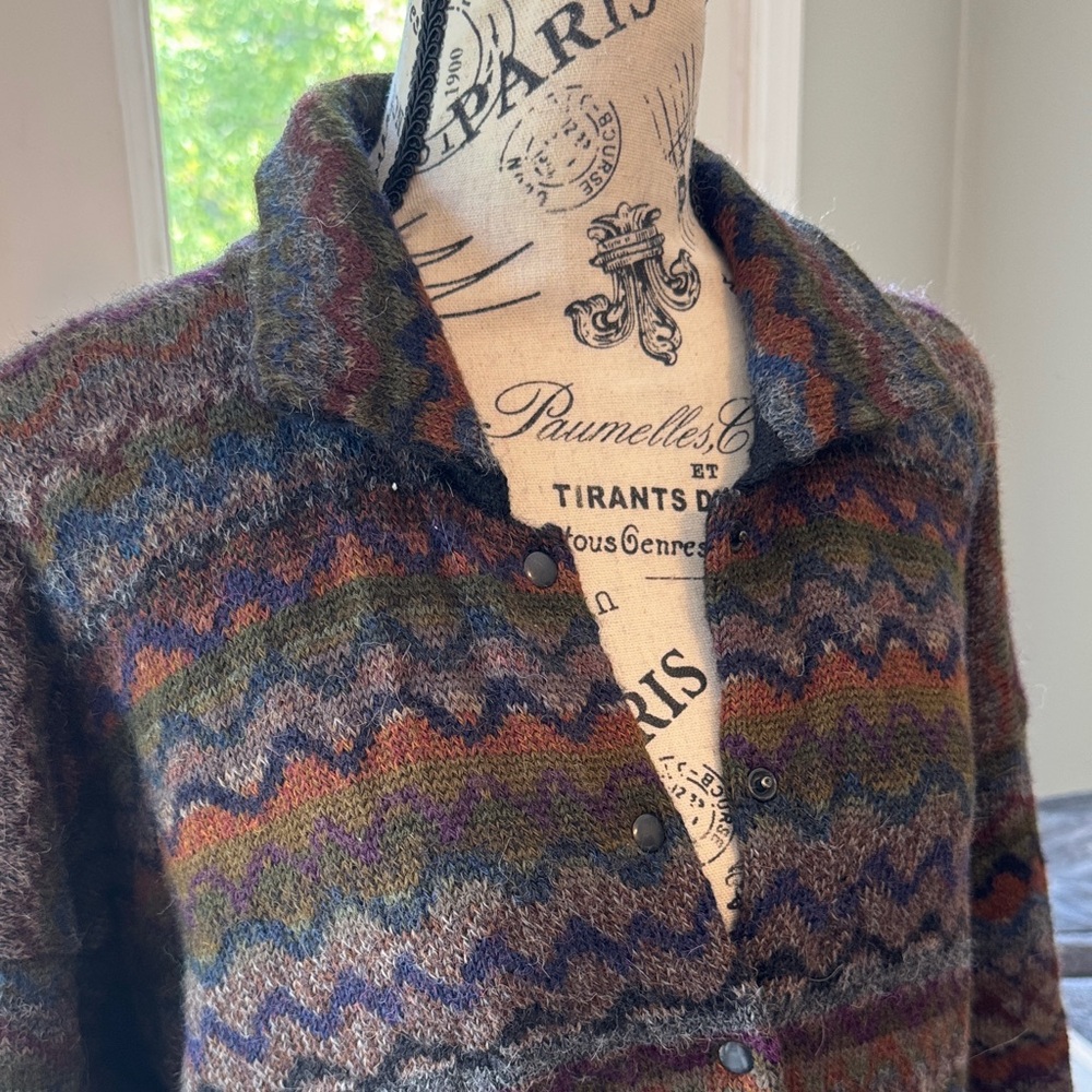 Peruvian Connection Multicolor Zigzag Alpaca Knit… - image 2